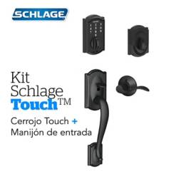 Schlage - Kit Touch Camelot Negro+Manijon Izquierda  