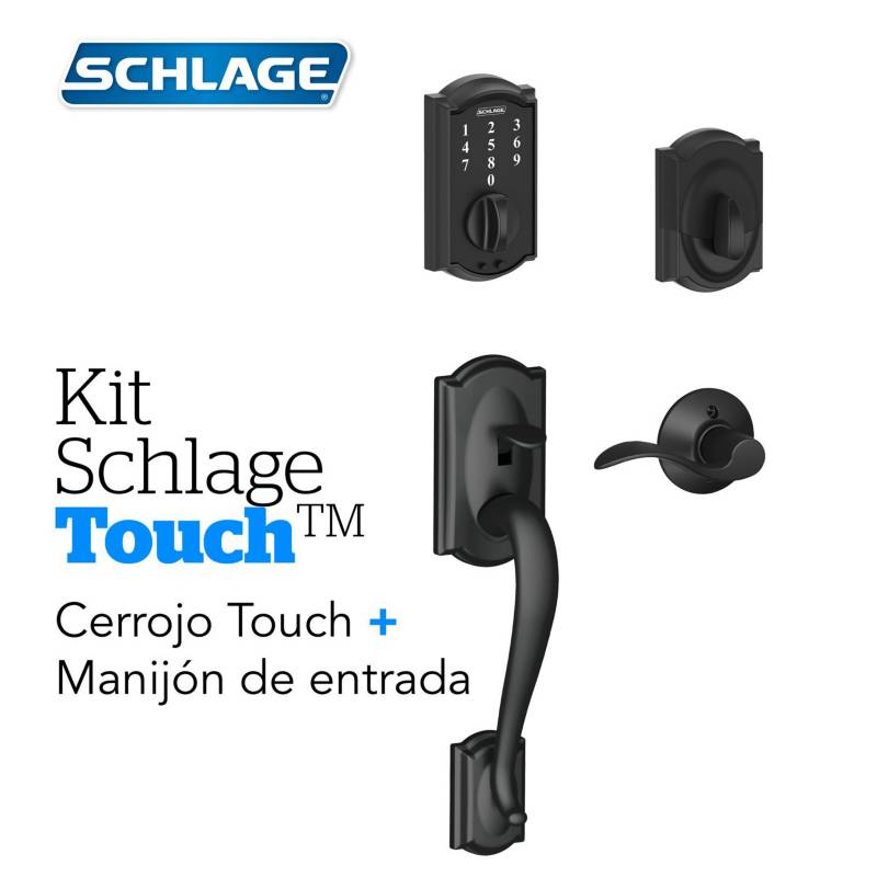 Schlage - Kit Touch Camelot Negro+Manijon Derecho  