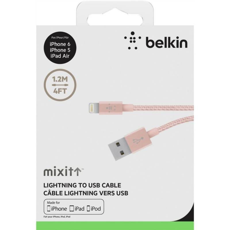 BELKIN - Cable Belkin Lightning Metalico Rosado