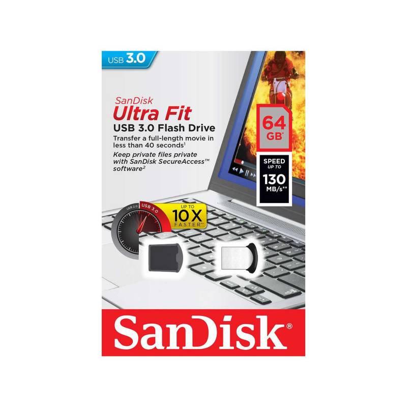 SANDISK - Memoria Usb 64 Gb Sandisk Ultra Fit Flash Drrive