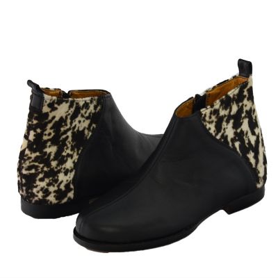 Botines Casuales Negros En Cuero Para Mujer Cavaletti