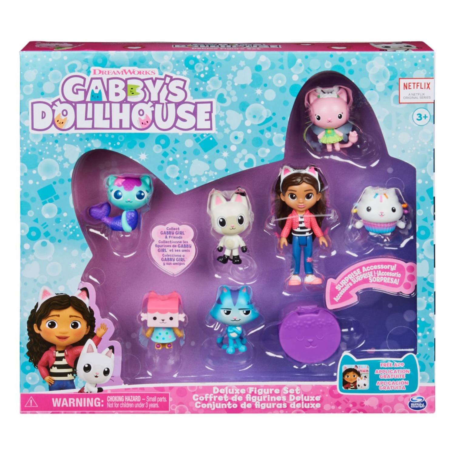 Gabby's Dollhouse, Purrfect - Casa de muñecas con 2 figuras de juguete, 8  muebles, 3 accesorios, 2 entregas y sonidos, juguetes para niños a partir  de