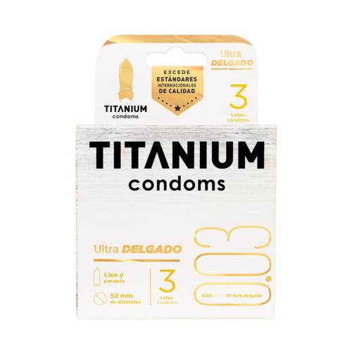 Condones Titanium Ultra Delgado x3