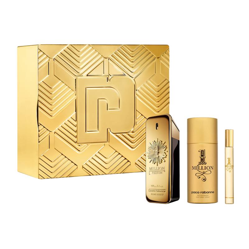 RABANNE - Set de Perfume Hombre Paco Rabanne 1 Million Parfum 100 ml EDP + Desodorante 150 ml + Megaspritzer 10 ml