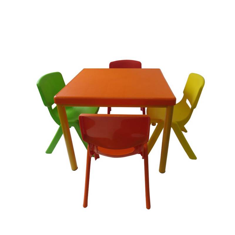 EKONOMODO - Mesa infantil Andy + 4 sillas Andy multicolor