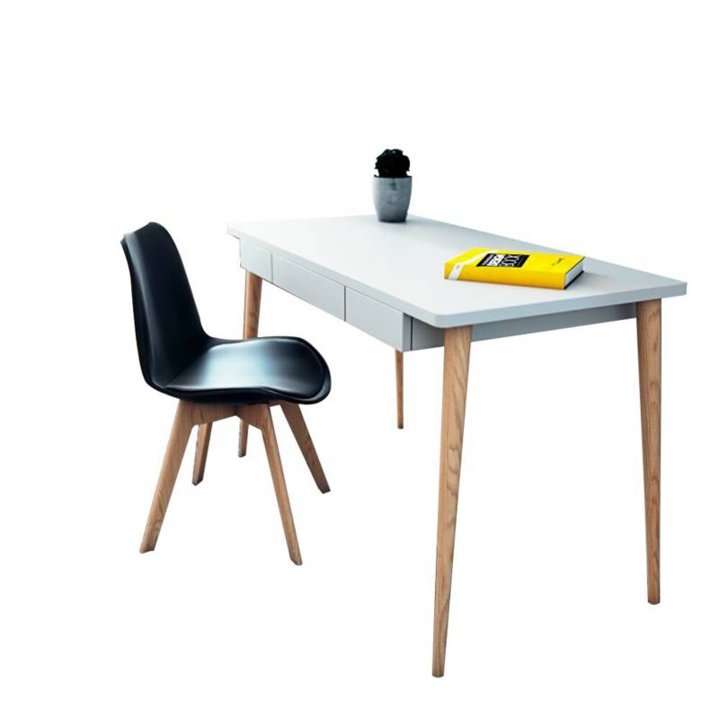 EKONOMODO - Combo escritorio White + silla milano negro