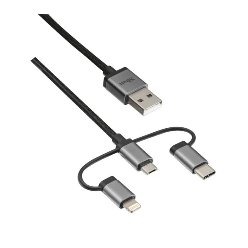 Trust - Cable de carga trust 3 en 1 micro-usb, usb-c, ligh