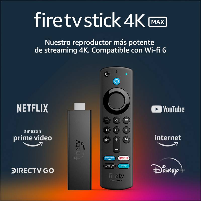 Fire Tv Stick 4K Max con Control, Reproductor portátil streaming 4K, Control por voz con Alexa