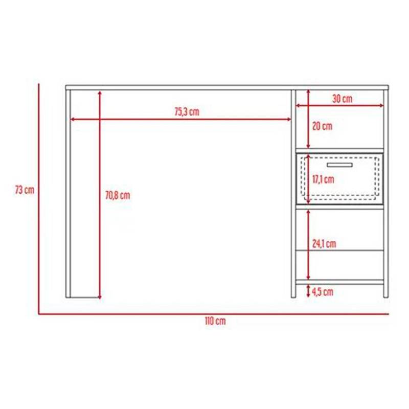Escritorio 3 Cajones M 76.2X120.8X42.1 Wengue RTA DESIGN