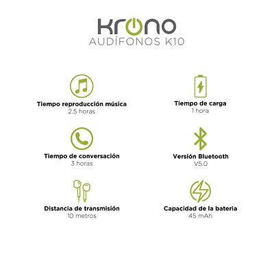 Audífonos Bluetooth K10 - Negro Krono