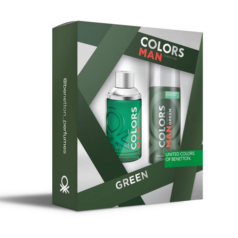 BENETTON - Set Perfume Benetton Colors Man Green Hombre 100 ml EDT + Desodorante 150 ml
