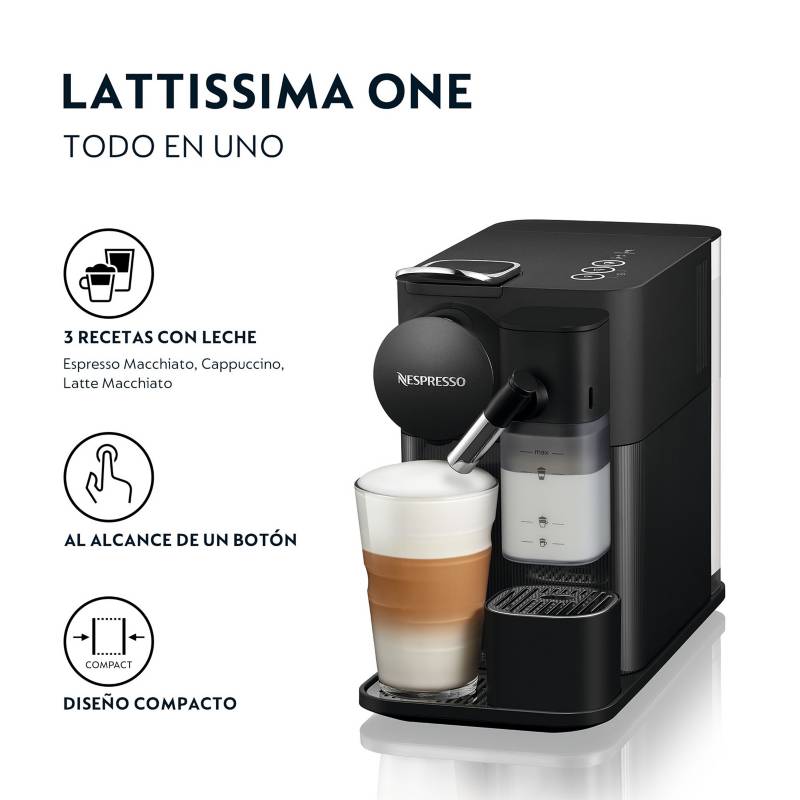 Cafetera con Cápsulas Nespresso Lattissima One Black NESPRESSO
