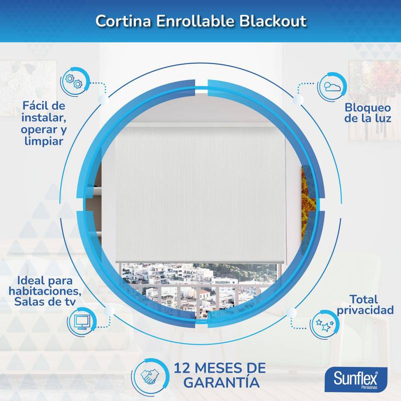 Cortina Persiana Enrollable Blackout 140X180 Blanco Sunflex