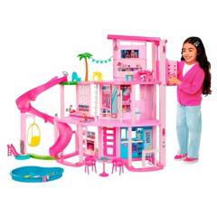 BARBIE - Barbie Casa de los Sueños 2023 Fiesta en la Pisicina con Tobogán de 3 Pisos