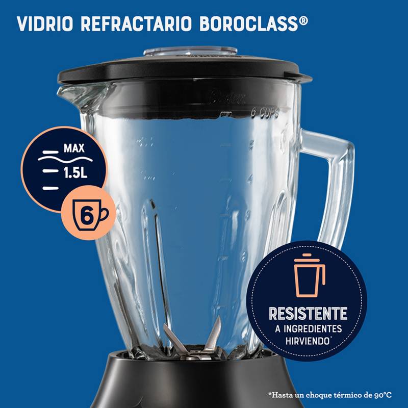 LICUADORA OSTER NIQUELADA 1,5 LT 2 VELOCIDADES 550 W VASO VIDRIO