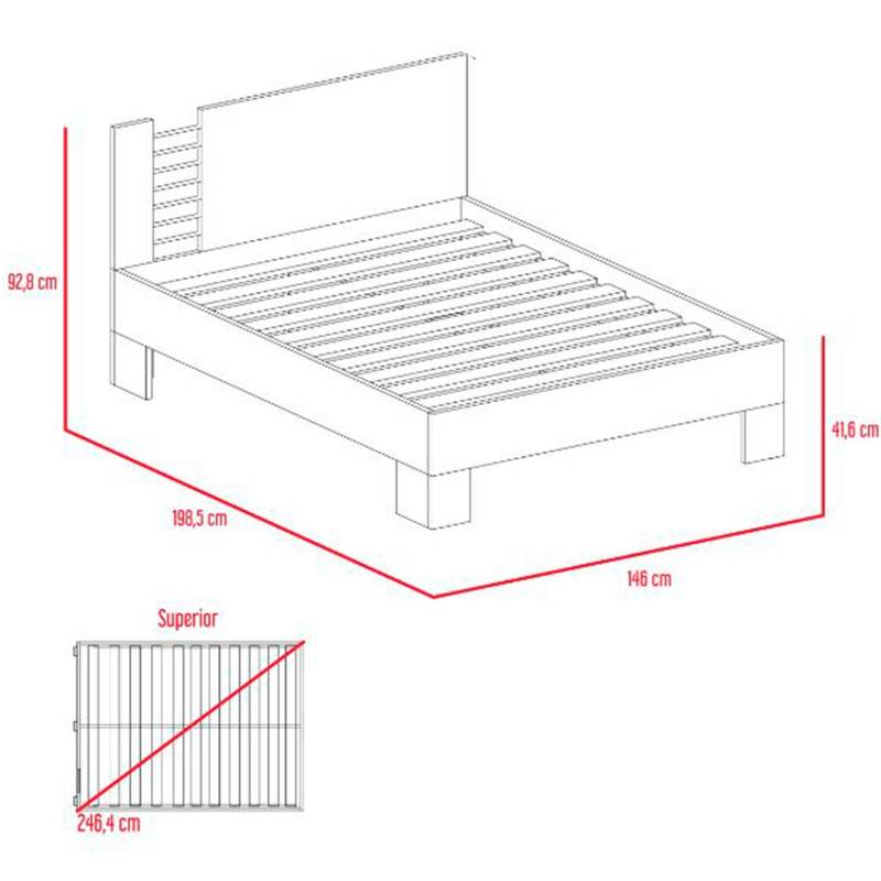 Cama básica Semidoble Sin colchón Kaia 120 x 212.5 cm Rta Muebles RTA  MUEBLES