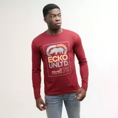 ECKO - Camiseta para Hombre Manga larga con Logo Oversize Ecko