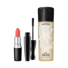 MAC - Set de Maquillaje Labios MAC Incluye: Matte Lipstick 3 g + In Extreme Dimension 3D Black Lash Mascara 13 ml  + Fix+ Aroma a Coco 100 ml 