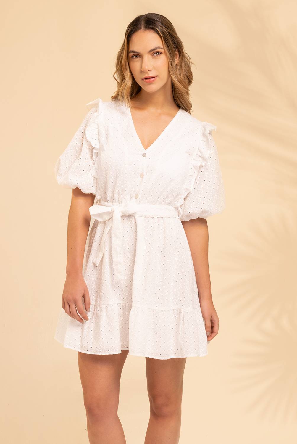 Vestido corto blanco para Mujer de Algodón Basement- Vestido de moda casual  Falabella BASEMENT