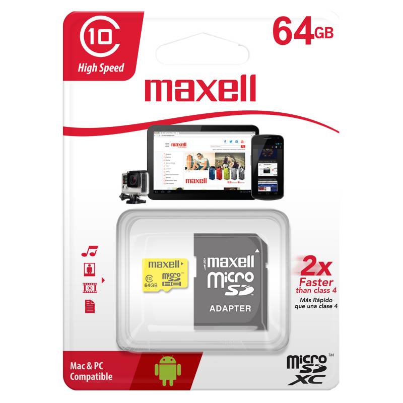 Maxell - Memoria Micro SD 64GB Clase 10