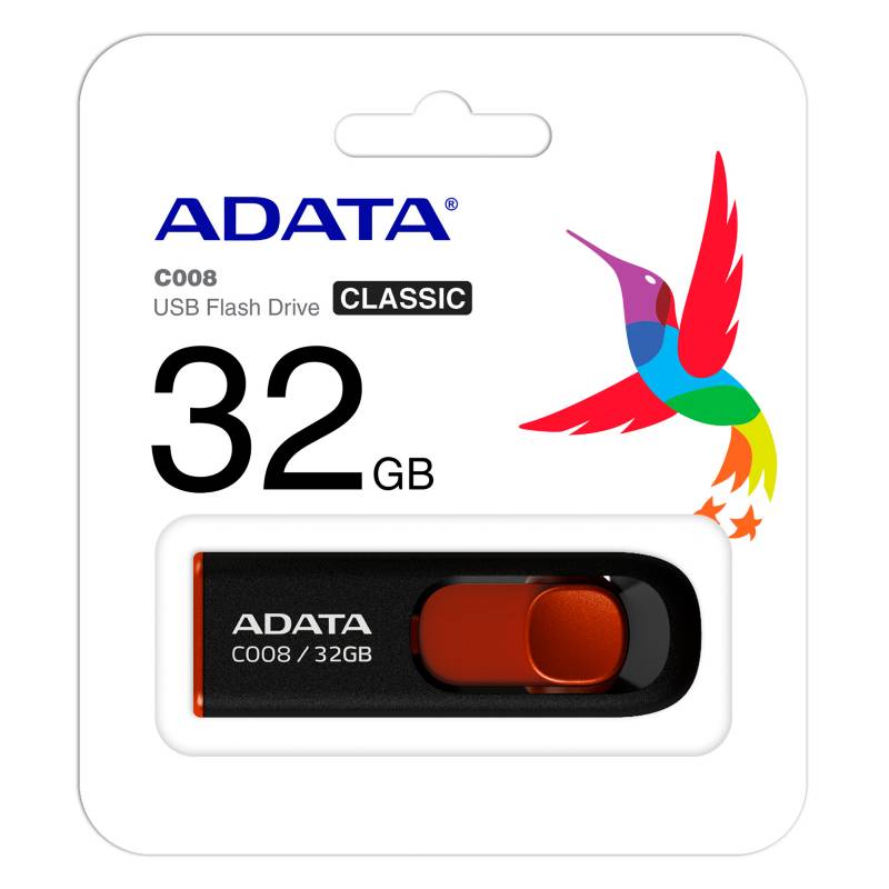 Adata - Memoria USB Adata 32GB Retráctil Negro/Rojo