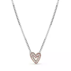 PANDORA - Collar Pandora Corazón De Diseño Libre Recubrimiento En Oro Rosa