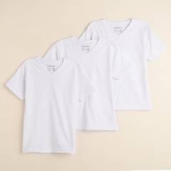 YAMP - Pack de 3 Camisetas Blancas Cuello V para Niños YAMP