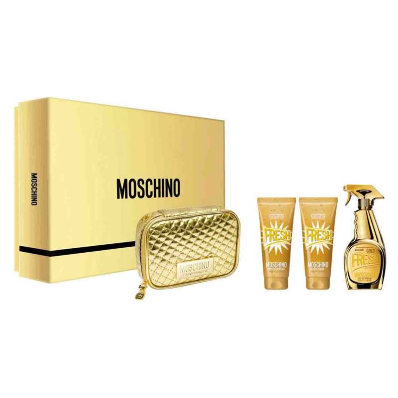 MOSCHINO - Set de Perfumería Moschino Estuche Gold Fresh EDP 100 ml + Locion Corporal 100 ml + Gel de Ducha 100 ml + Cosmetiquera Mujer