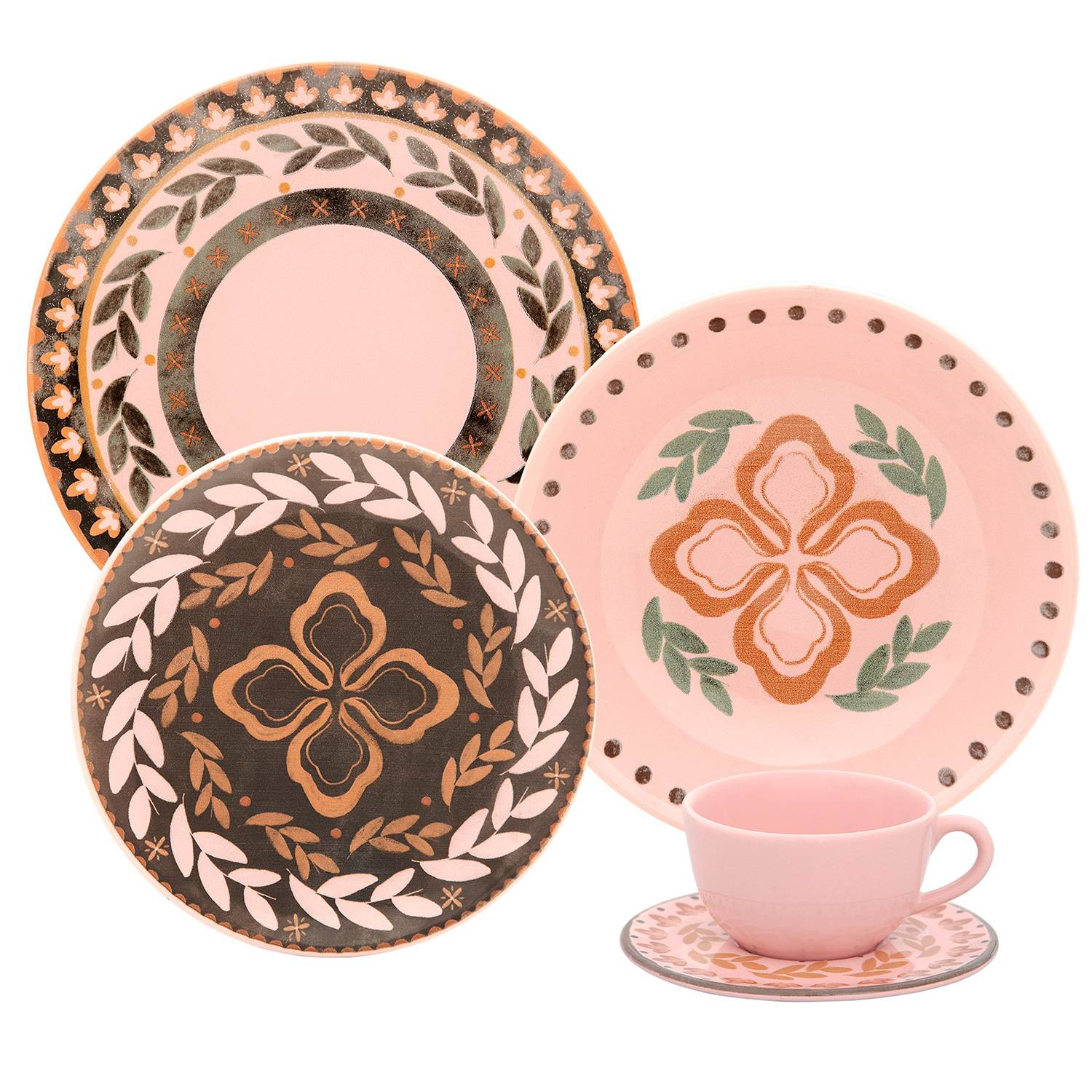 CXDTBH – Juego completo de vajilla de cerámica floral para