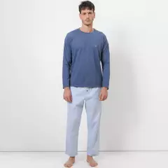 BENETTON - Conjunto de pijama con pantalón para Hombre Larga Manga larga de Algodón Benetton