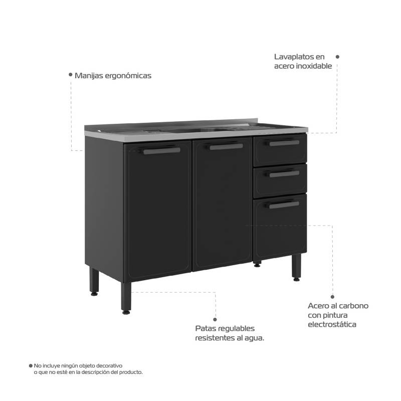 Mueble Auxiliar De Cocina Verona 1 Cajón 88.6x57.2 x 39.7 cm Rta Design RTA  DESIGN