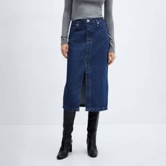 MANGO - Falda de jean Midi Denim de Algodón para Mujer MANGO