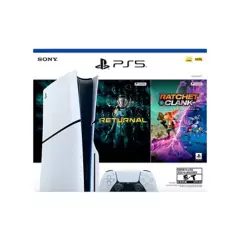 SONY - Consola PS5 Slim Estandar + 2 Videojuegos  | 1 TB de Almacenamiento | Lector de Disco | Play Station 5 | Videojuegos Incluidos Returnal y Ratchet and Clanck