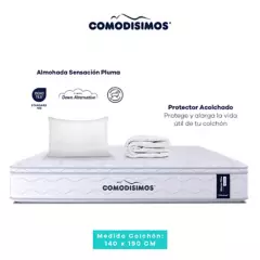 COMODISIMOS - Colchón Doble Firmeza Media Ortopédico Resortado con Doble Pillow Línea Advance 140 x 190 cm + Almohada + Protector Comodísimos