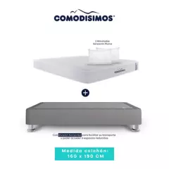 COMODISIMOS - Colchón con Base Cama Queen Firme Ortopédico Resortado Línea Access 160 x 190 cm + 2 Almohadas Comodísimos