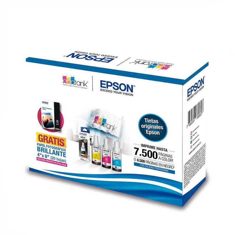 Epson - Kit de botellas epson t664 + papel gloss