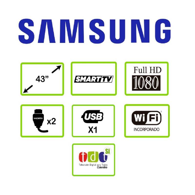 SAMSUNG - Tv Samsung 43" Pulgadas Un43T5300Akx Smart Tv