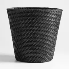 CRATE & BARREL - Papelera Sedona Negra en Ratán 25 x 28 cm
