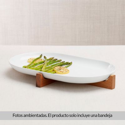 Bandeja De Servir Ovalada Con Base De Madera Crate & Barrel 244765