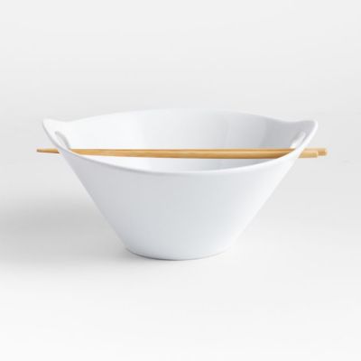 Bowl Kai En Porcelana Blanco 28 Cm (Incluye Palitos) Crate & Barrel 287314