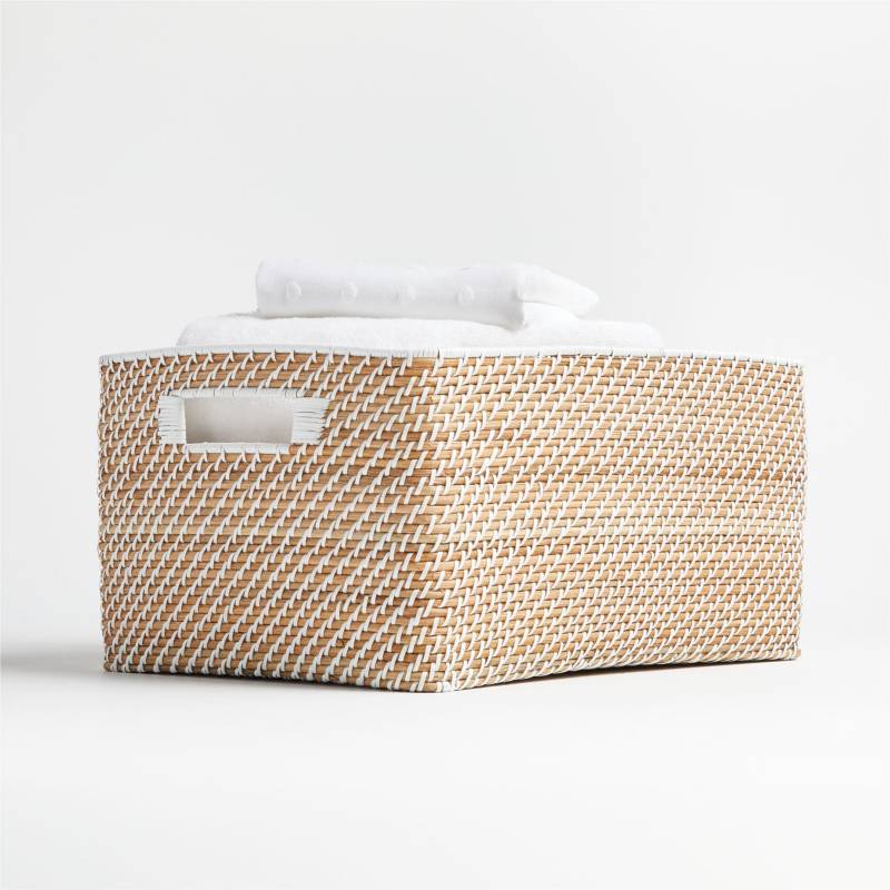 Crate & Barrel - Canasta Sedona Blanca 43 x 23 cm 