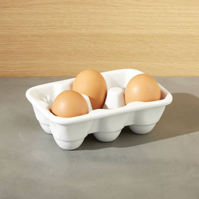 Crate & Barrel - Contenedor de Huevos en Porcelana 17 x 11 cm 