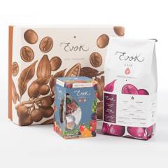 Evok - Kit Café Tostado - Molido Tostado Evok 340G + Mini Barras de Chocolate al 40 y 70% Cacao 18 Und