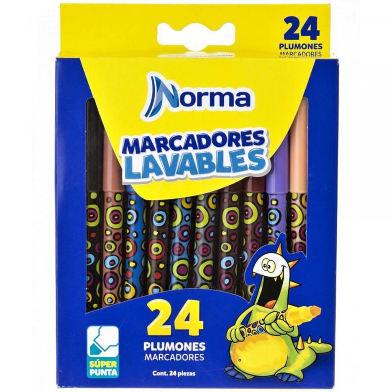 Acuoso Coronel franja Norma Marcadores lavables norma x 24 plumones | falabella.com