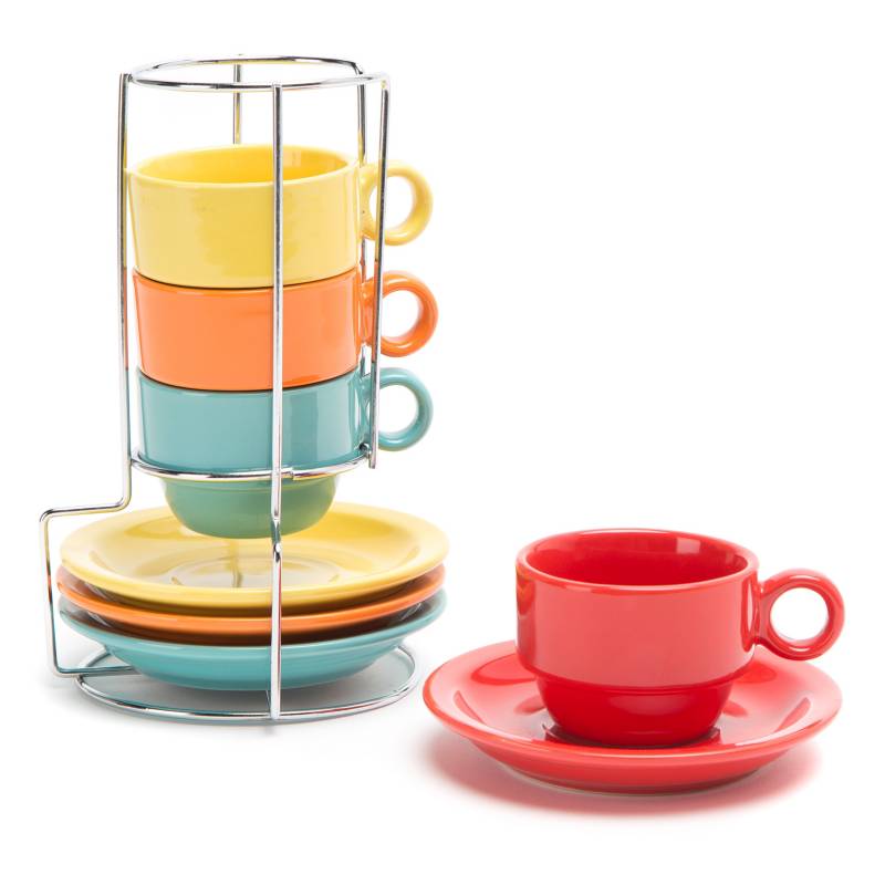 Mica - Rack 4 Mug y Plato Colors