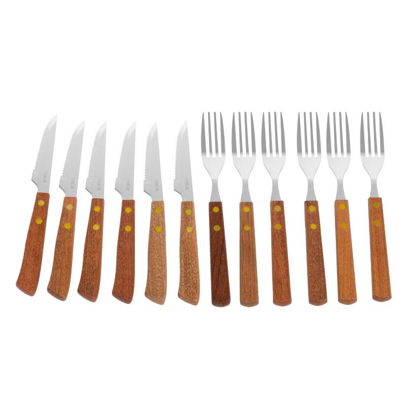 Mica - Set x 12 Cuchillos y Tenedores en Madera