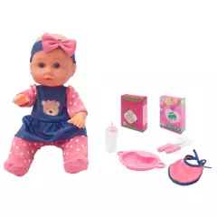 UNEEDA - Muñeca Bebé Little Luv Donna, a partir de los 3 años, incluye (muñeca y accesorios para comer)