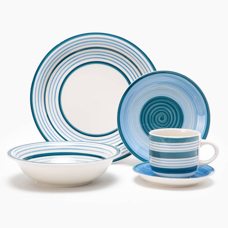 Juego de vajilla de porcelana azul Ming de 4 piezas