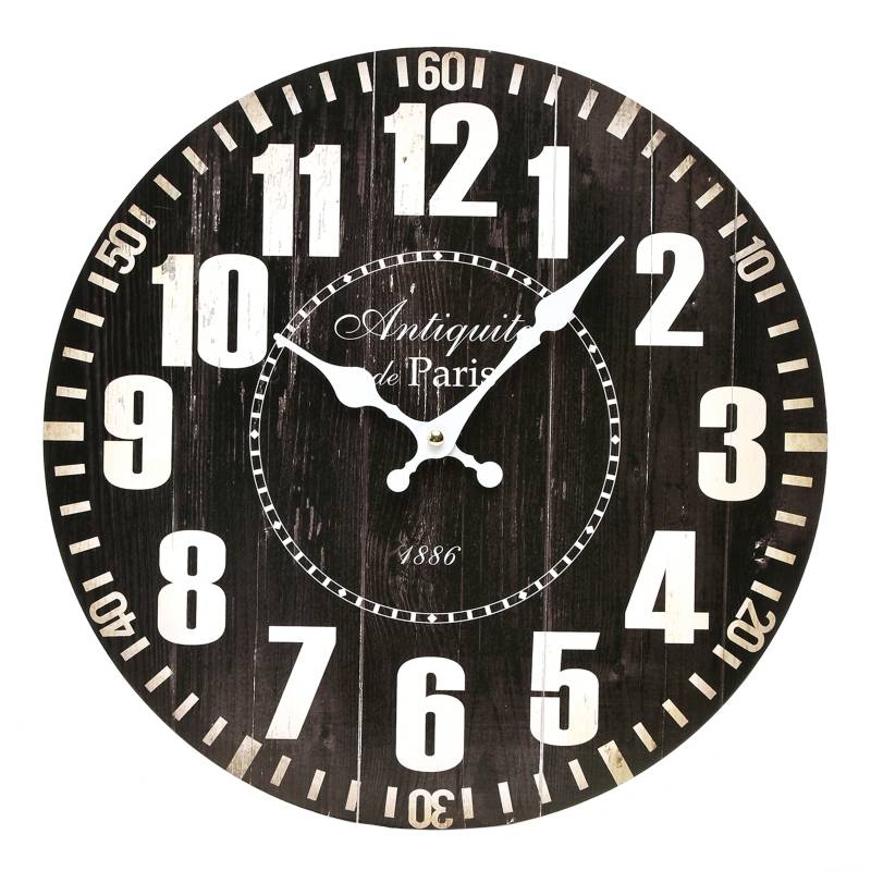 Mica - Reloj Negro Mdf 33 cm