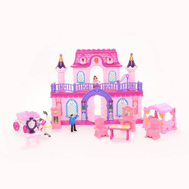 SHUN FENG LONG - Casa de Muñecas Castillo Princesa, incluye (juguete príncipe, juguete princesa, carruaje de juguete, castillo de juguete, muebles habitación princesa), a partir de 3 años